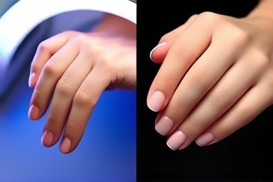 Contrast of imperfect vs perfect gel curing with 48W lamp.