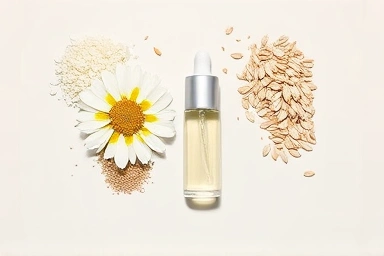 Natural ingredients for soothing sensitive skin care.