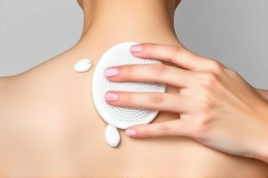 Gentle application of body brush for clear skin