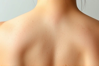 Close-up of clear, smooth back skin.