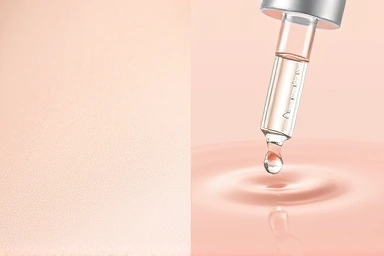 Healthy skin texture and serum dropper, representing gentle anti-aging benefits.