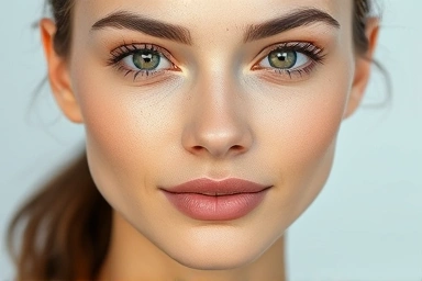 Flawless matte and hydrated skin texture close-up.