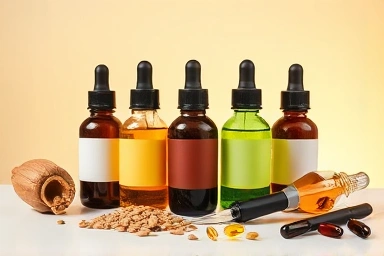 Natural ingredients and cuticle oil products for nail care.