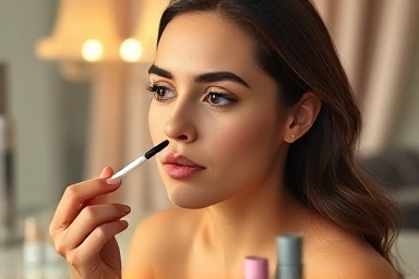 Applying eyelash serum for healthy lashes