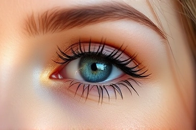 Perfectly curled eyelashes with natural makeup.