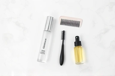 Eyelash serum, comb, and natural oil for lash care
