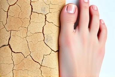 Transition from rough to smooth foot skin.