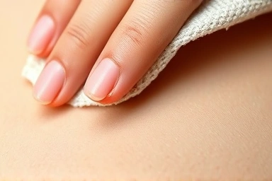 Close-up of gentle exfoliation on smooth skin with a soft towel.