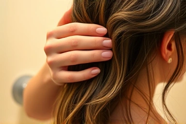 Applying hair treatment for optimal hair care.