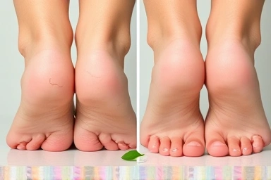 Transformation of dry to soft heels with natural ingredients.