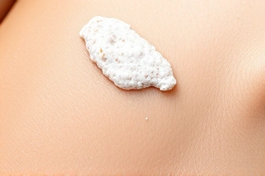 Smooth skin after exfoliation, gentle scrub application.