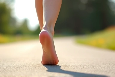 Foot stepping onto clear path, symbolizing pain relief