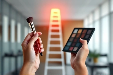 Symbolic image of career success through makeup.