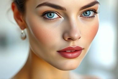 Flawless makeup application on smooth, radiant skin.