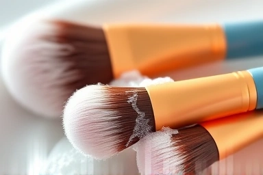 Clean makeup brushes being washed, emphasizing hygiene and care.