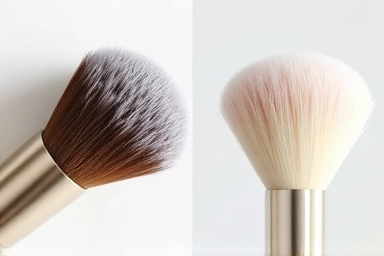 Comparison of dirty vs. clean makeup brushes, highlighting hygiene.