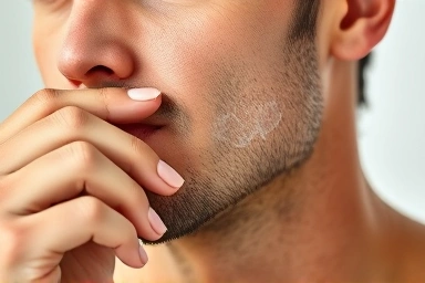 Man applying lightweight, non-greasy sunscreen to face.