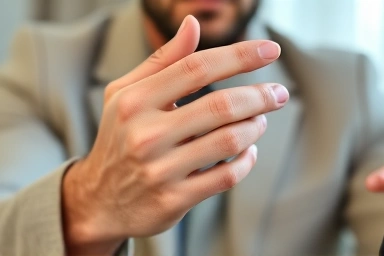 Man's hands with premium hand cream