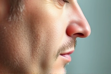 Man's nose with subtle contouring for definition