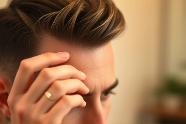 Man styling hair with pomade wax for perfect hold.