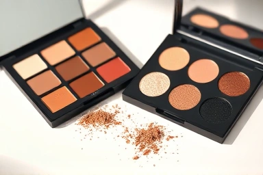 Elegant eyeshadow palettes for monolid eyes, showing warm and cool tones.