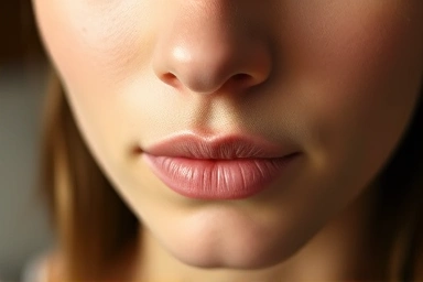 Natural nose contouring with blended shadows on a woman's face.