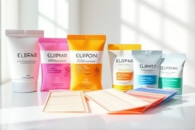 Neatly arranged self-waxing strips on a white surface.