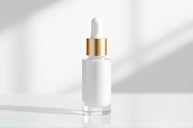 Elegant skincare bottle with dropper on a clean, bright surface