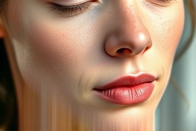 Clear skin with minimized pores and smooth texture.