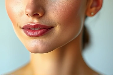 Flawless skin with perfect texture and subtle glow.