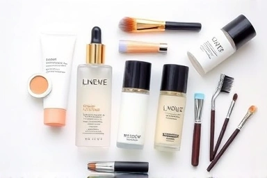 Assortment of premium makeup primers and tools.