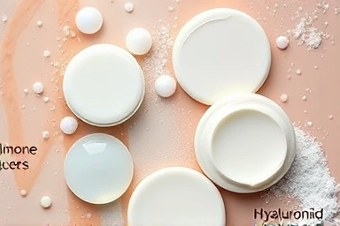 Close-up of diverse primer textures and cosmetic ingredients.