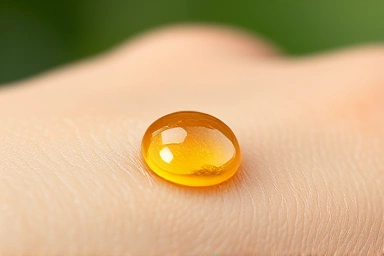 Healthy skin texture with golden natural oil drop