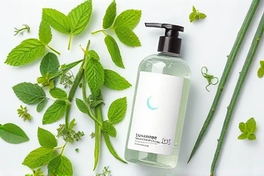 Natural cooling ingredients, mint, eucalyptus, aloe vera, shampoo