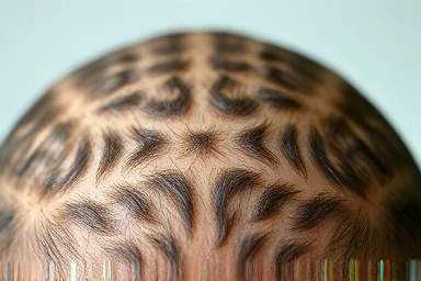 Healthy scalp with clear hair follicles, symbolizing cleanliness.