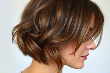 Short bob hairstyle with perfect C-curl