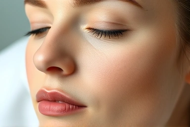 Serene face, healthy glow, post-treatment recovery, natural beauty.