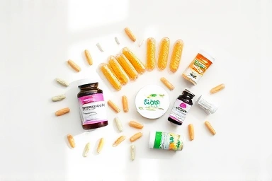 Probiotic supplements for vaginal health, arranged artistically.