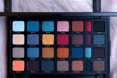 Eyeshadow palette with deep cool tones for winter color season
