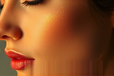 Luminous Y2K highlighter glow on cheekbone