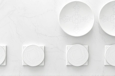 Close-up of luxurious Italian porcelain ceramic tabletop texture.