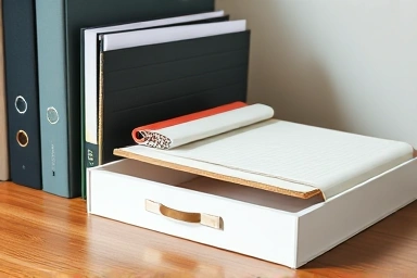 Variety of A4 document organizers on a desk.