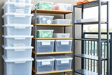 Smart balcony storage solutions maximizing vertical space.