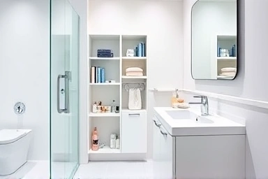 Organized bathroom gap storage unit maximizing space