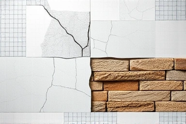 Symbolic comparison of bathroom repair methods: temporary fix vs. complete rebuild.