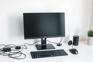 Clean desk with organized computer cables