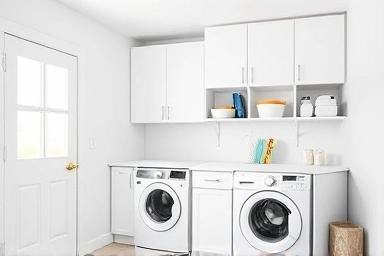 Modern custom laundry room storage solution