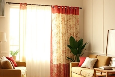 DIY Daiso curtain in a cozy living room
