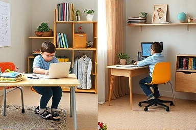 Comparison of child desk sizes for optimal learning.