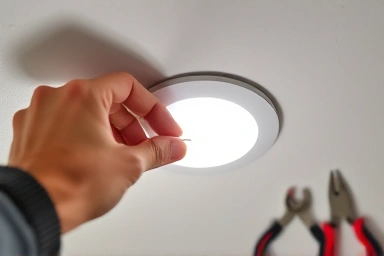 DIY installation of slim LED sensor light.